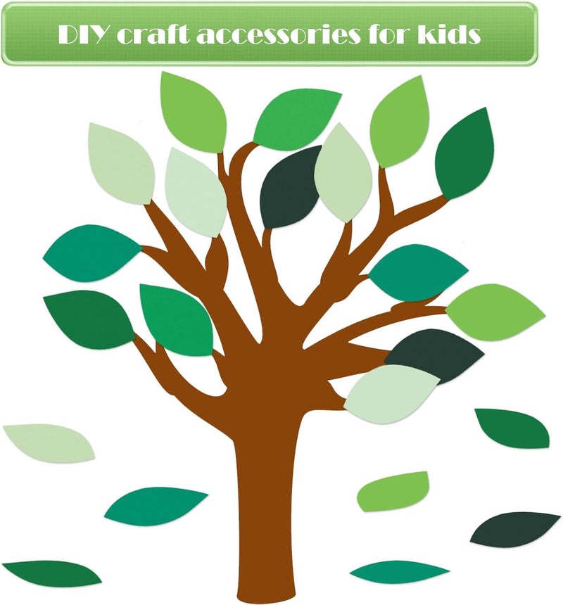 MixTeach 200 Pcs Paper Leaf Cutouts 4 Inch Paper Leaves Assorted Green Color Leaf Shape Die Cuts Summer Classroom Decor for Bulletin Board DIY Craft Project Party Wall Decoration - Image 4